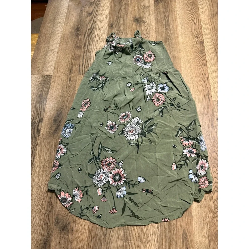 Old Navy Dress Girls Size M (8) Green Maxi High Low Floral Sleeveless Halter